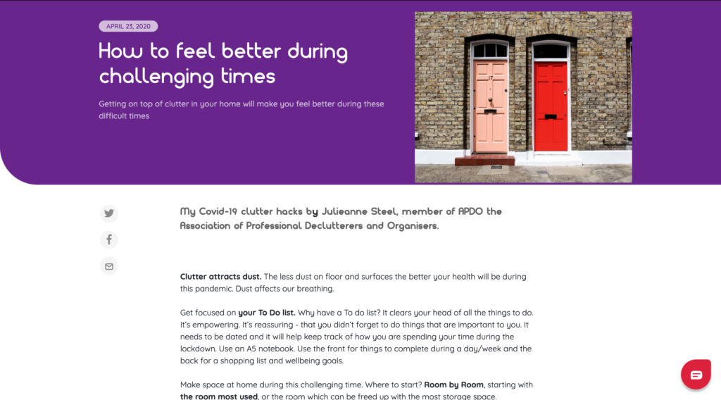 Health benefits of decluttering and organising your house from Julieanne Steel - professional decluttering services in London, Hertfordshire, Essex and Sussex